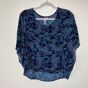 Alya flutter sleeve blue boho blouse M
